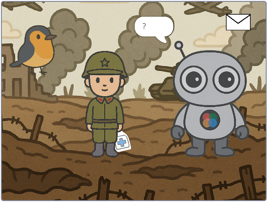 戦場でキヨシが薬瓶を持っている画面