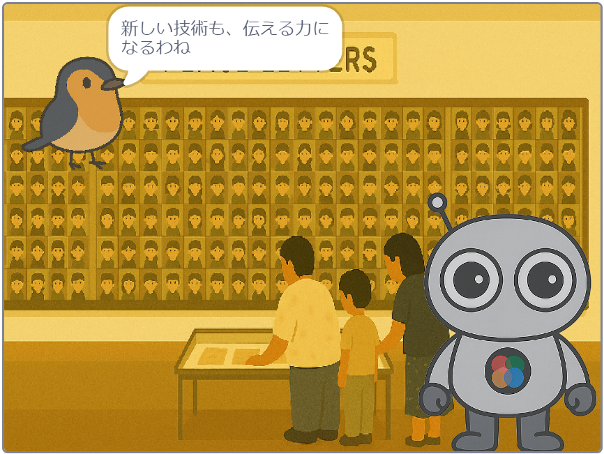 AIやVRなど新しい技術で平和を伝える場面